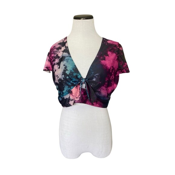 Torrid Womens Wireless Flutter Sleeve Bikini Top Size 2XL Tie Dye Keyhole Beach - Picture 2 of 12